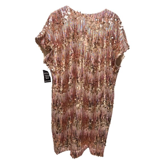Boston Proper NWT Pink Sparkle Sequin Short Sleeve Shift Dress - Picture 8 of 9